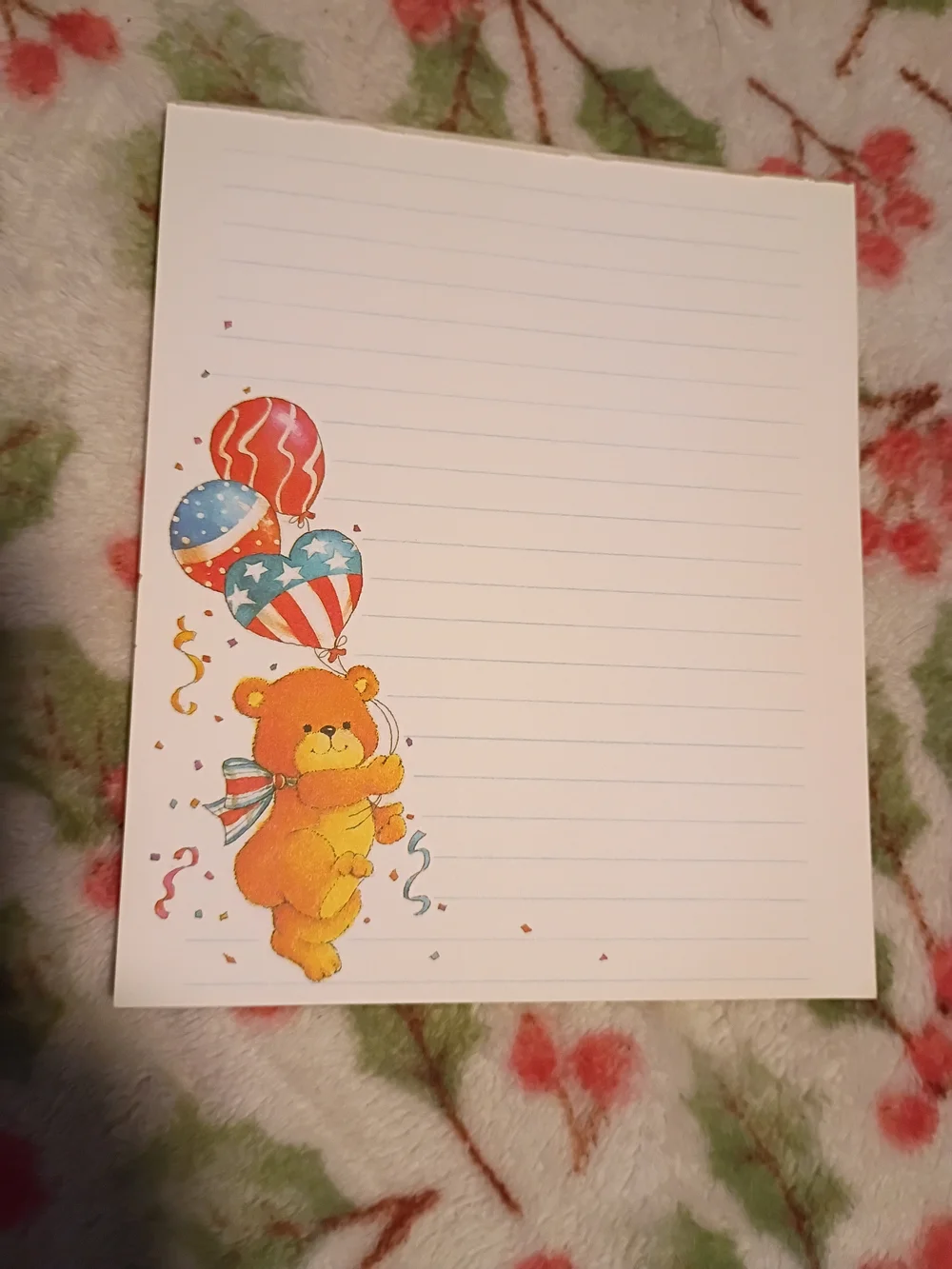 Cute Bear Balloon Lined Party Notepad - White with Orange Bear